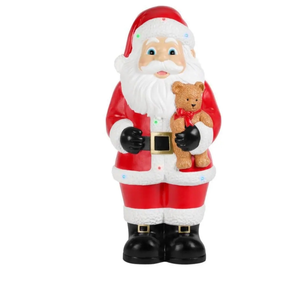 Santa Claus Figurine with Teddy Bear